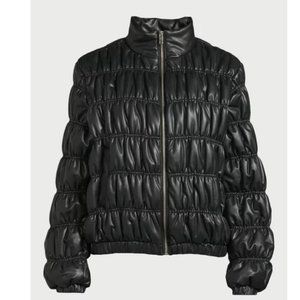 Scoop Faux Leather Black Puffer Jacket NWT Sz XL
